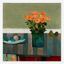 René Genis, Les roses églantines, oil on canvas