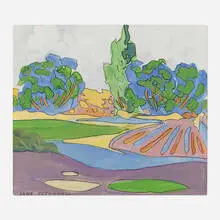 Jane Peterson, Landscape (Golf Course), gouache on paper