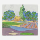 Jane Peterson, Landscape (Golf Course), gouache on paper