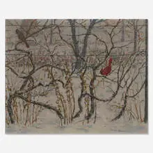 Donald Baker, Cardinals, oil on canvas