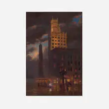 attribution Custer Ingham, Street Scene, oil on canvas