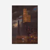 attribution Custer Ingham, Street Scene, oil on canvas