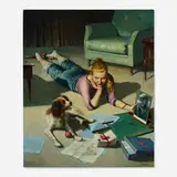 Lajos Markos, Untitled (Young Girl with Photo), c. 1955, oil on canvas