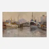 James Bolivar Needham, Harbor Scene, c. 1910, oil on panel