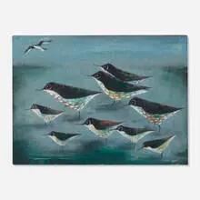 Karl Priebe, The Sandpipers, 1948, watercolor and gouache on board