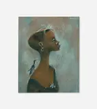 Karl Priebe, Portrait with Bird on Shoulder, 1947, gouache on board in artist's frame