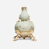 Royal Worcester, Double-gourd vase with salamander, corn and bamboo