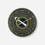 George Nelson & Associates, Meridian wall clock, model 7590, c. 1965, glazed stoneware, enameled aluminum, brass
