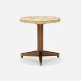 Edward Wormley, Terrazzo occasional table, model 5928F, c. 1959, walnut, terrazzo, brass