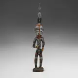 Sepik River, Ancestor figure, carved wood, pigments, fiber, shell