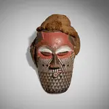 Biombo, Mask, carved and painted wood, fiber cloth, raffia