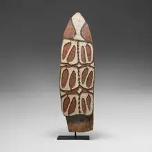 Asmat, Shield, carved wood, pigment