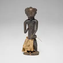 Hemba, Male figure, carved wood, muslin cloth
