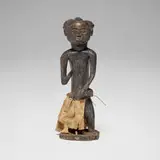 Hemba, Male figure, carved wood, muslin cloth