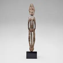 Sepik River, Ancestor figure, carved and painted wood, shells