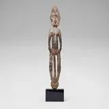Sepik River, Ancestor figure, carved and painted wood, shells