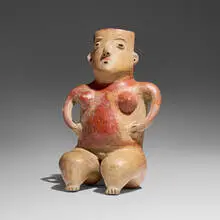 Zacatecas, Seated female figure, earthenware with ochre pigment