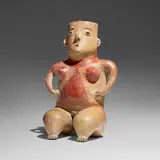 Zacatecas, Seated female figure, earthenware with ochre pigment