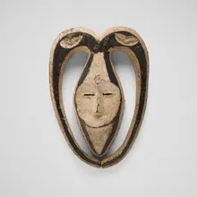 Kwele, Bata (ram) mask, carved and painted wood