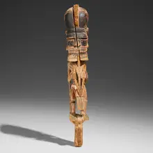 Bismarck Archipelago New Ireland, Malangan Figure, carved and painted wood, fibers