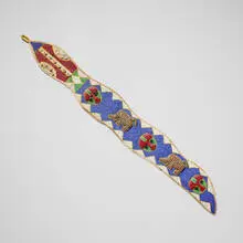 Yoruba, Diviners belt, glass beads, textile, cowrie shells
