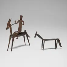 Dogon, Equestrian figure and horse, iron