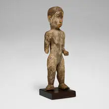 Ibibio, Ekong society marionette, carved wood, kaolin