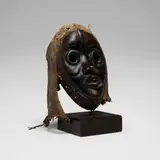 Dan, Mask, carved wood, fabric, feathers, rope