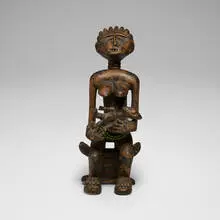 Asante, Maternity figure, carved wood, beads