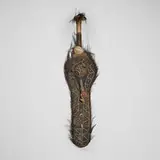 Biwat, Flute mask, carved wood with encrustation, shell, feathers, bone