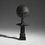Asante, Akua‘ba fertility figure, carved wood, beads, metal