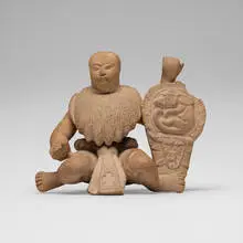 Veracruz, Crouching warrior with shield, earthenware