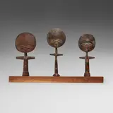 Asante, Akua‘ba fertility figures with custom base, carved wood