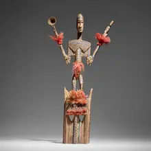 Dogon, Satimbe mask, plant fiber, carved wood