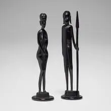 East African, Figures, set of two, c. 1945, carved ebony