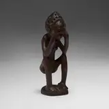 Pende, Squatting female ancestor figure, carved wood
