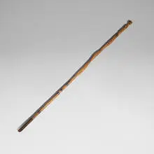 Swahili, Staff with Askari figure and coiled snake, carved wood