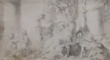 Charles-Nicolas Cochin, Untitled, pencil 7 x 13cm