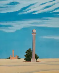 George Ault, Desert Monument, Watercolor and gouache on paper