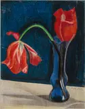 Joseph Stella, Red Tulips in Blue Vase
