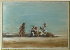 David Philip Levine, Beach Scene, pastel on paper