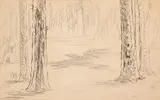 Charles E. Burchfield, Bird shadow in spring, pencil on paper