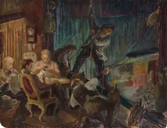 The Fly Rail by Don Freeman, oil on masonite, sold Nov 2010