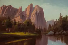 Frederick William Billing, Merced River, Yosemite, oil on board