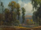 Sunlit path through a eucalyptus grove by Percy Gray, 1926, watercolor on board, sold Aug 2010