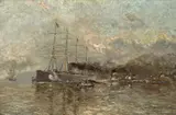 William A. Coulter, President Ulysses S. Grant's return to America aboard the ship 'City of Tokyo' of the Pacific Mail Steamship Company, oil on canvas