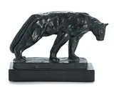 Arthur Putnam, Standing puma, bronze with dark greenish brown patina on a marble base