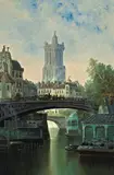 Edwin Deakin, Bastille Day, Ille St. Louis Bridge, Paris, oil on canvas