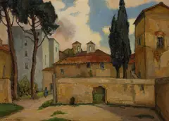 Rowena Meeks Abdy, A street scene, Florence, Italy, oil on canvas