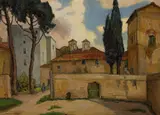 Rowena Meeks Abdy, A street scene, Florence, Italy, oil on canvas